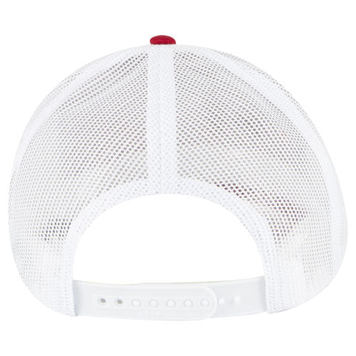 OTTO CAP 6 Panel Low Profile Mesh Back Trucker Hat - Red/Wht/Red