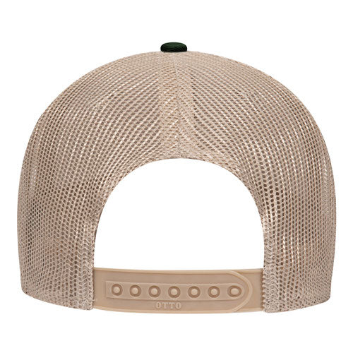 OTTO CAP 6 Panel Low Profile Mesh Back Trucker Hat - Dk Grn/Khaki