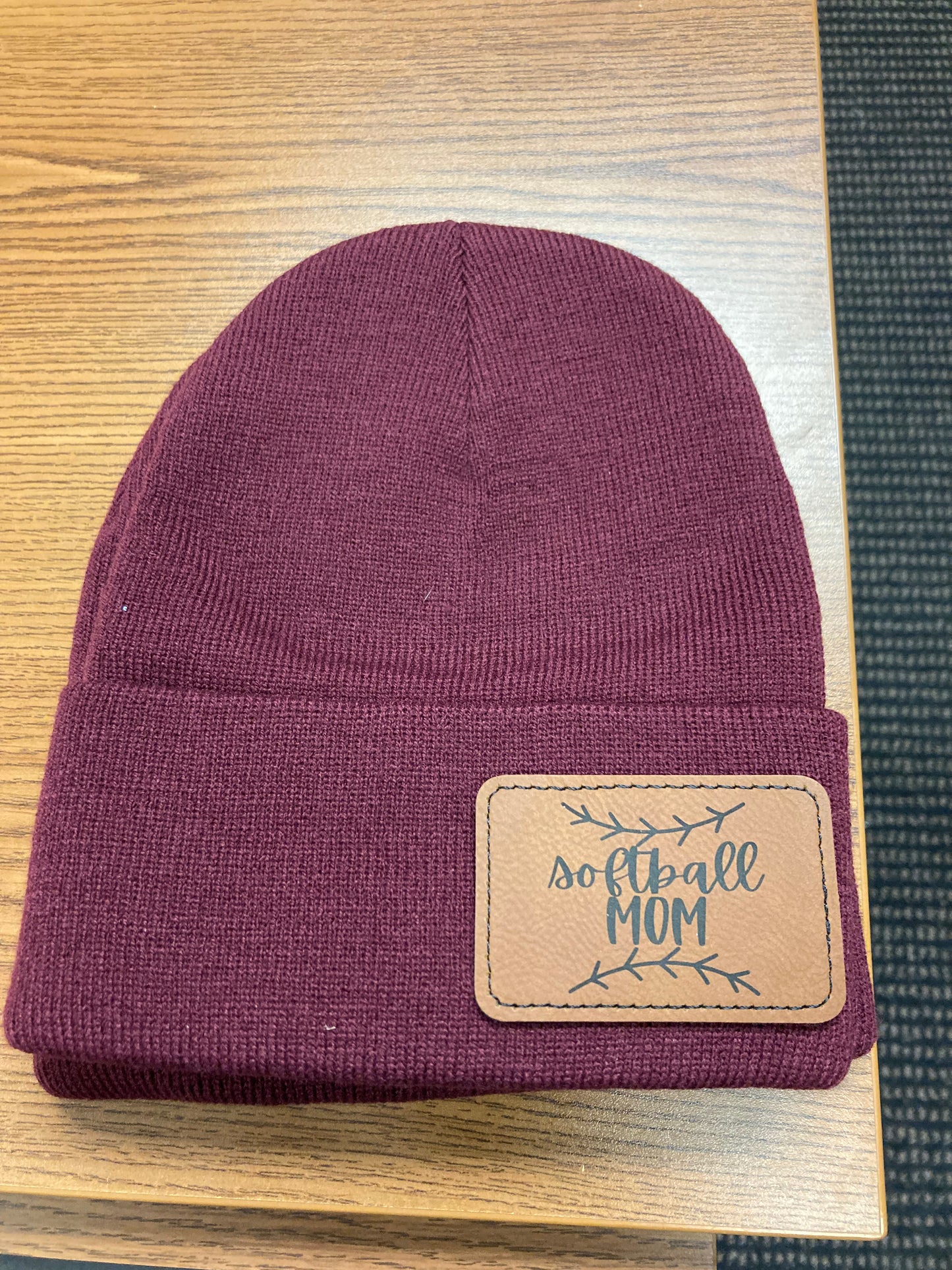 Softball Mom Maroon Beanie