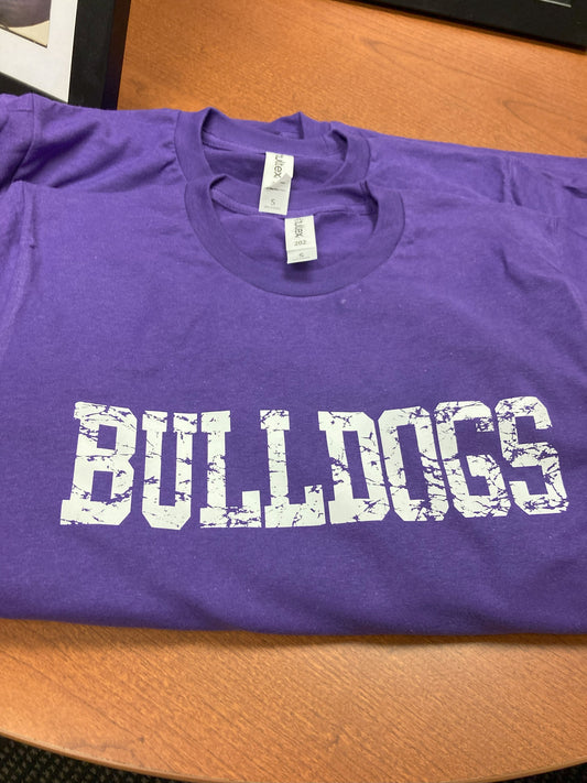 Purple Bulldogs Distressed Print