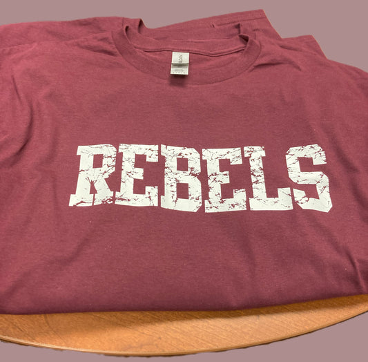 Maroon Rebels Distressed Tshirt