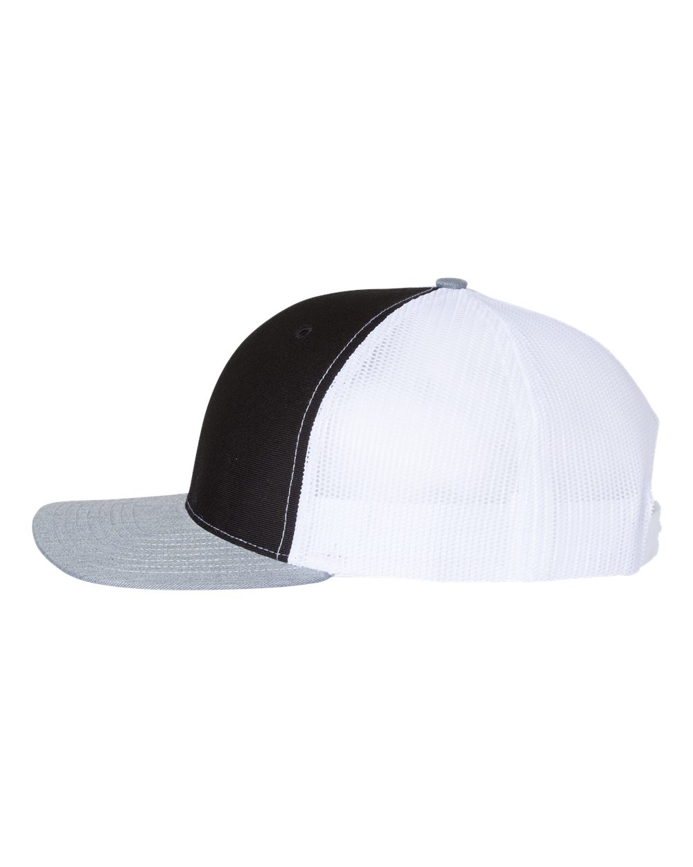 Richardson - Snapback Trucker Cap - 112--Black/ White/ Heather Grey