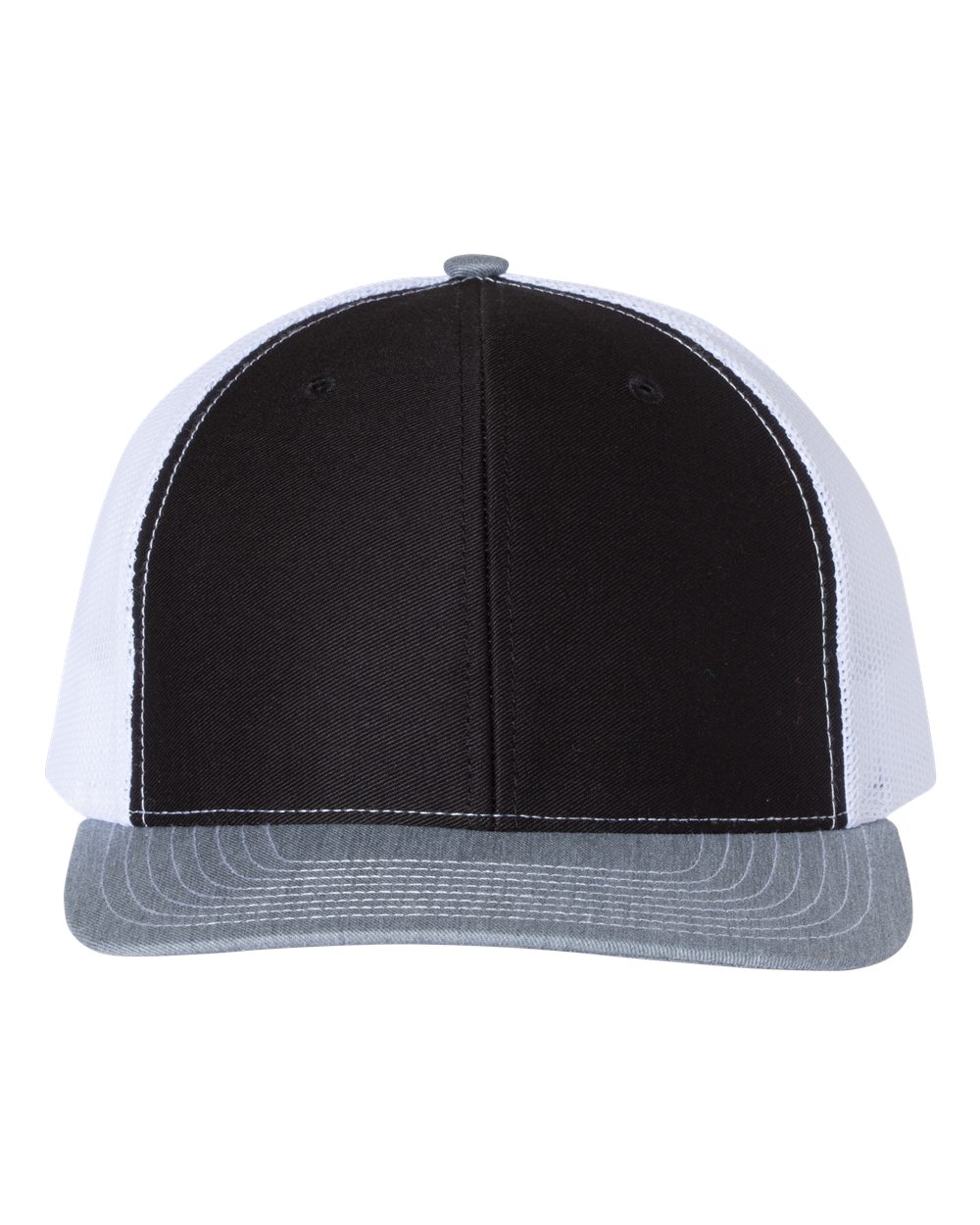 Richardson - Snapback Trucker Cap - 112--Black/ White/ Heather Grey