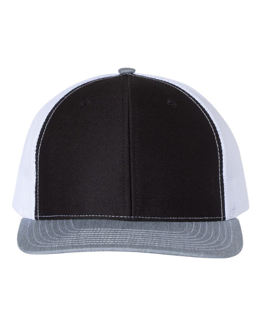 Richardson - Snapback Trucker Cap - 112--Black/ White/ Heather Grey